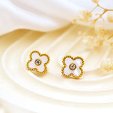 Enamel Clover Spark Stud Earrings